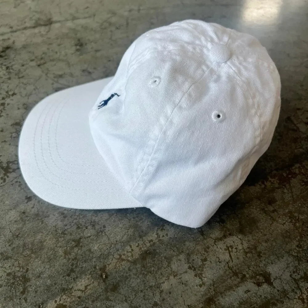 Polo Ralph Lauren Toddler Hat 12-24M White Cotton Baseball Cap Navy Pony Logo